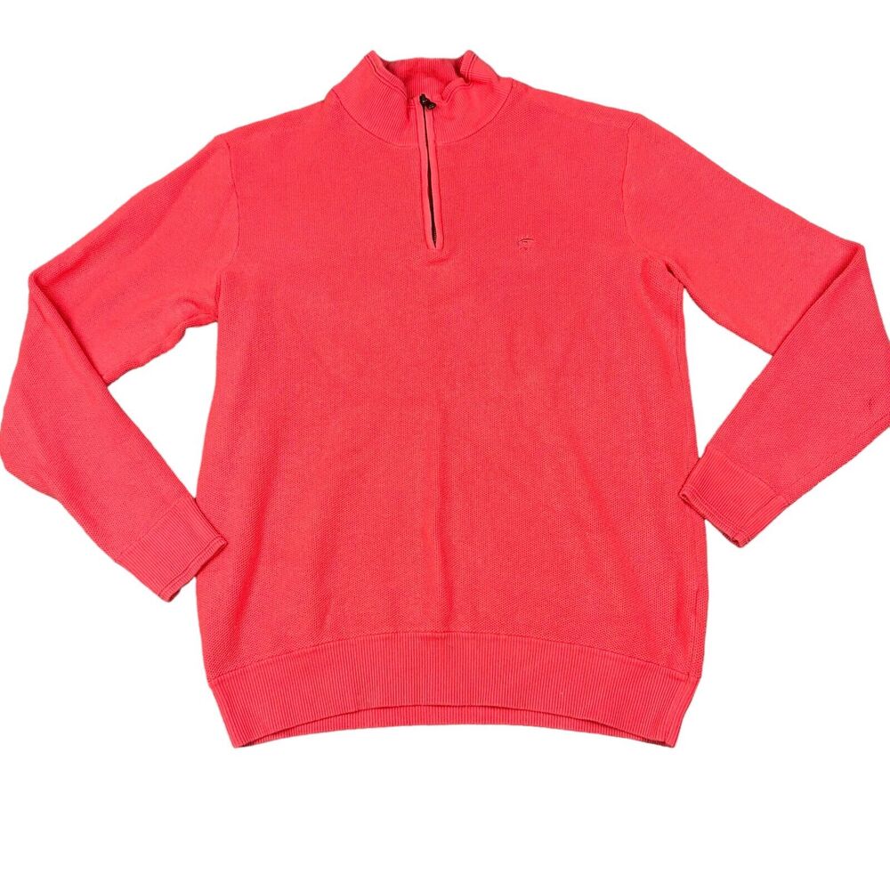 Southern Tide Quarter Zip Pullover Mens Medium Coral Pink Good Textured Knit